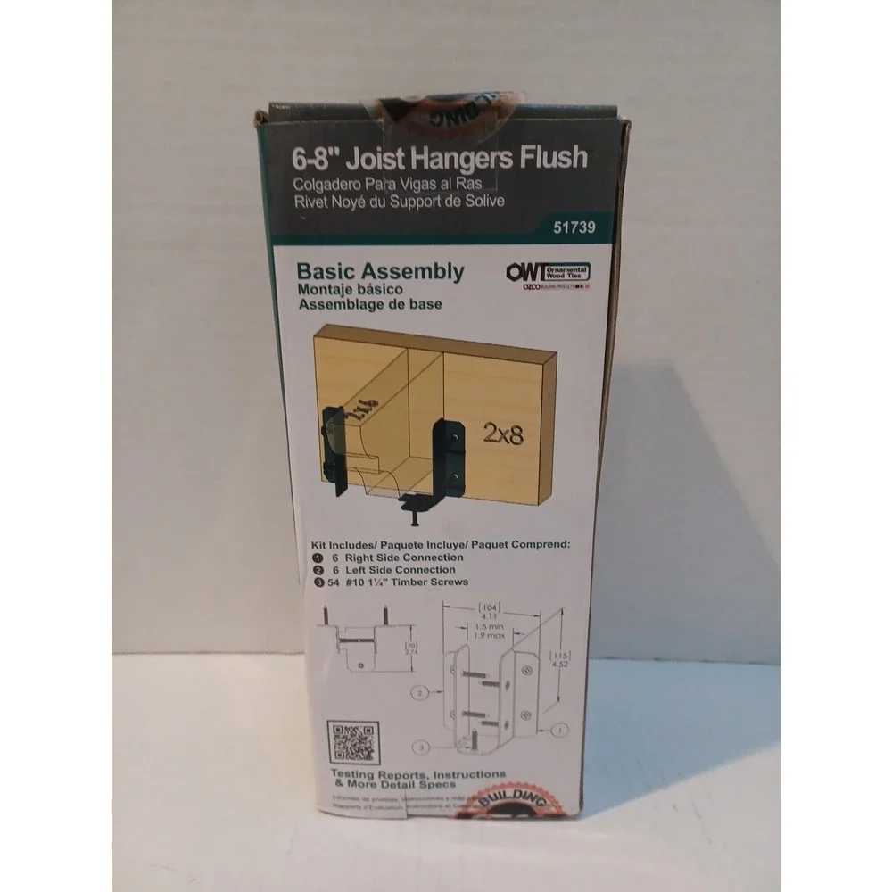 OZCO 51739 Ironwood Joist Hanger Flush 6 to 8-inch 6 per‎ Pack NEW
